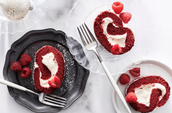 Let-it-snow red velvet and coconut roulade