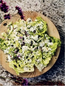 Lettuce and celery salad with blue cheese dressing