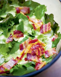 Lettuce and hot bacon salad