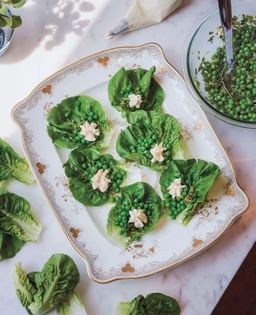 Lettuce cups with herby spring peas & goat cheese