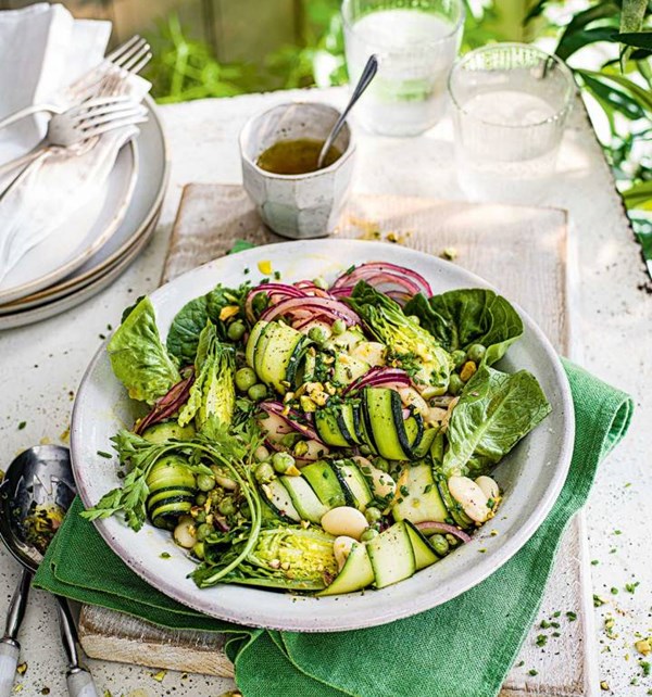 Lettuce, pea and preserved lemon salad