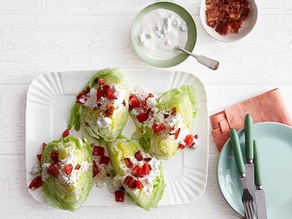 Lettuce wedges with blue cheese dressing