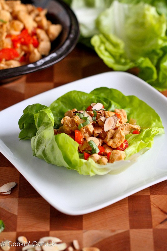 Lettuce wraps with almond-basil chicken