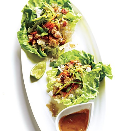 Lettuce wraps with hoisin-peanut sauce
