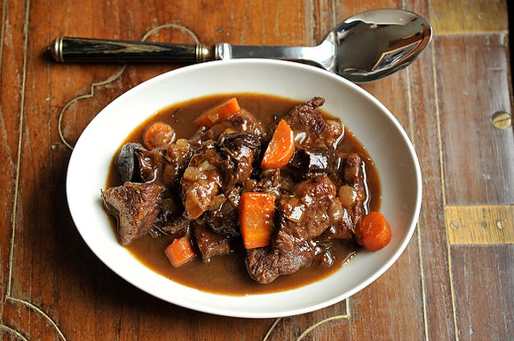 Licorice root and malt beer beef stew