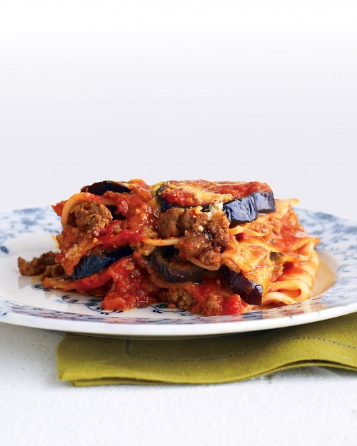 Light beef and eggplant lasagna