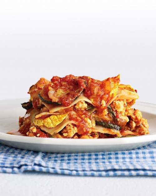 Light chicken and squash lasagna