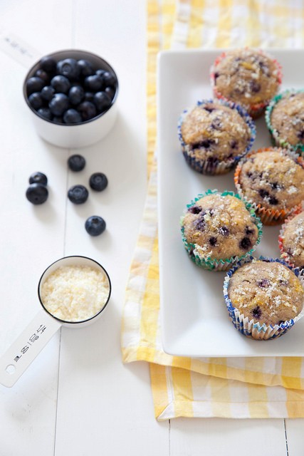 Lightened up lemon blueberry muffins