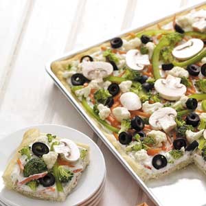 Lightened-up veggie pizza squares