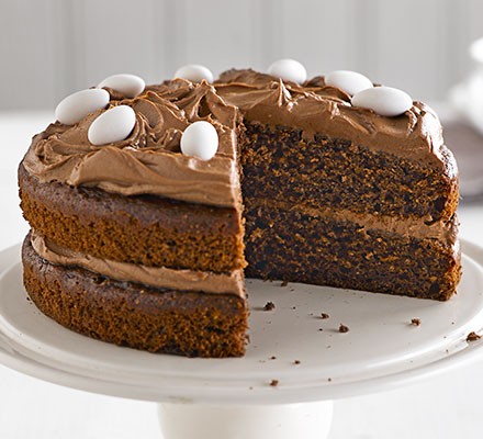 Lighter chocolate cake with chocolate icing