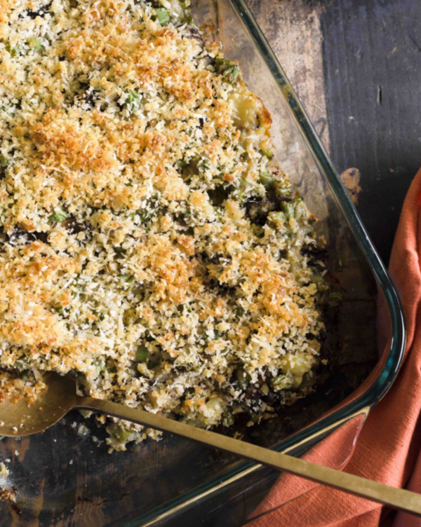 Ligurian potato, green bean and mushroom gratin