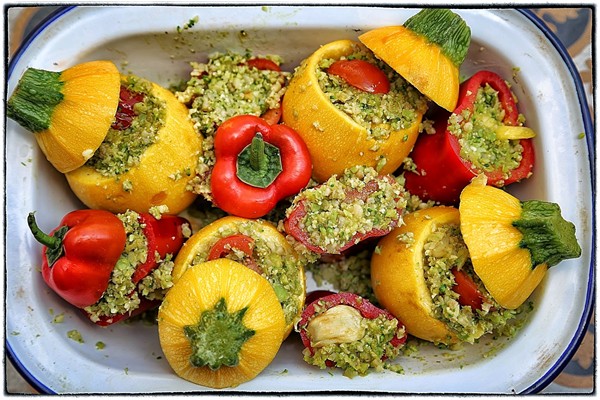 Lil yellow stuffed courgette