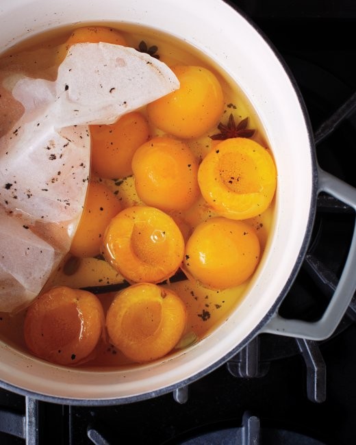 Lillet-poached apricots