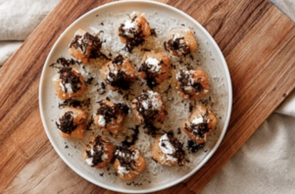 Lilly Trewartha's fried tapioca with creme fraiche and black truffle