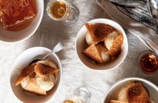 Lilly Trewartha's no-churn honey ice cream and whisky snaps
