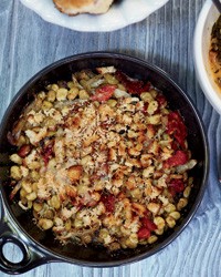 Lima bean and sweet pepper gratin