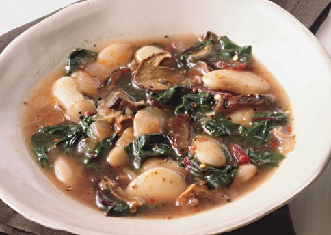 Lima beans with wild mushrooms and chard