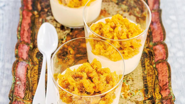 Lime & basil cream with persimmon & black pepper compote