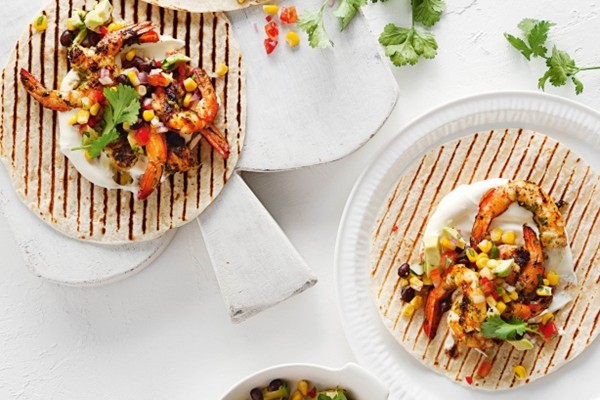 Lime & chilli prawn tortillas