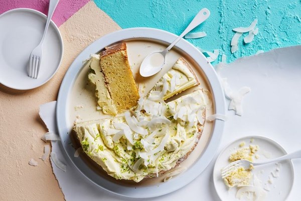 Lime & coconut tres leche cake