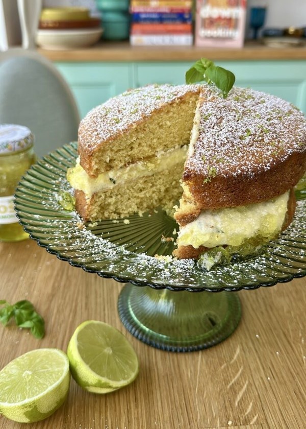 Lime and basil Victoria sponge