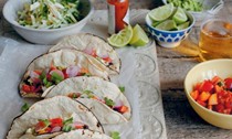 Lime and chipotle black bean tacos