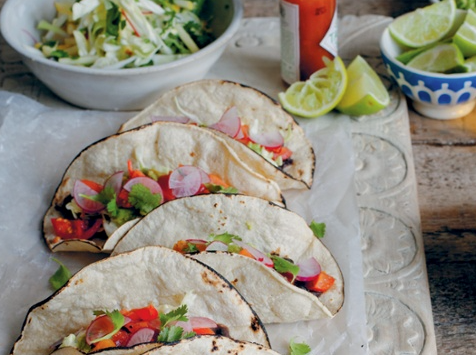 Lime and chipotle black bean tacos