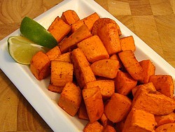 Lime and chipotle glazed sweet potatoes