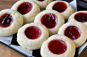 Lime and cranberry thumbprint cookies