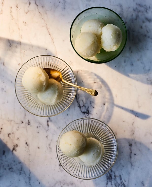 Lime and makrut lime leaf sorbet