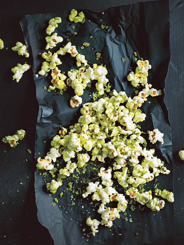 Lime and matcha popcorn