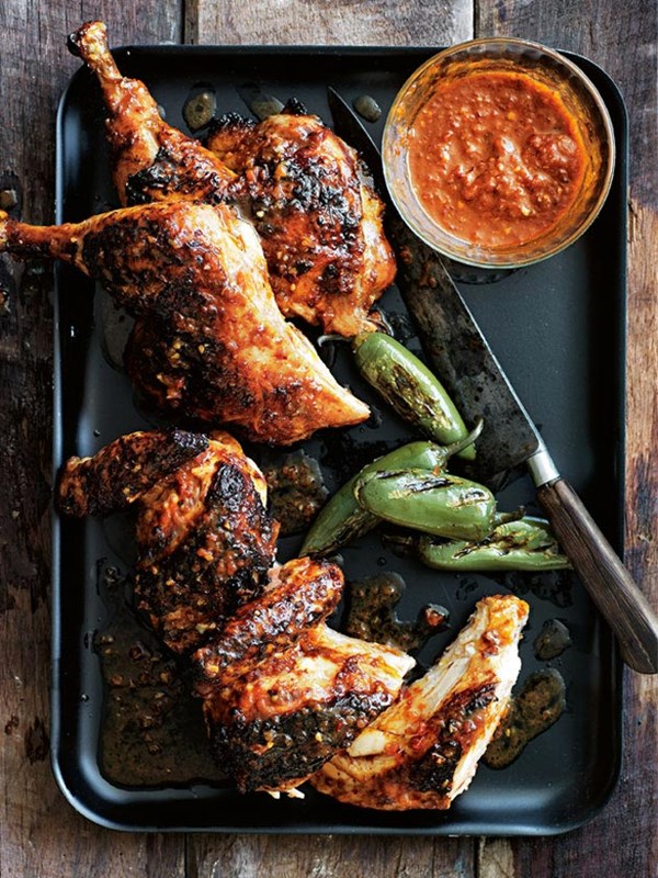 Lime and tequila chicken with smoky chilli sauce