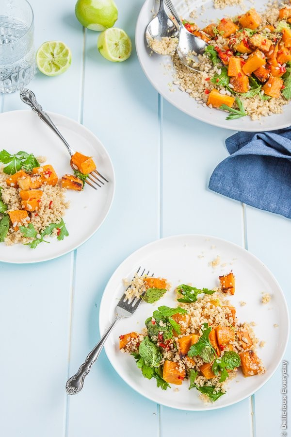 Lime, chili and roasted pumpkin quinoa salad