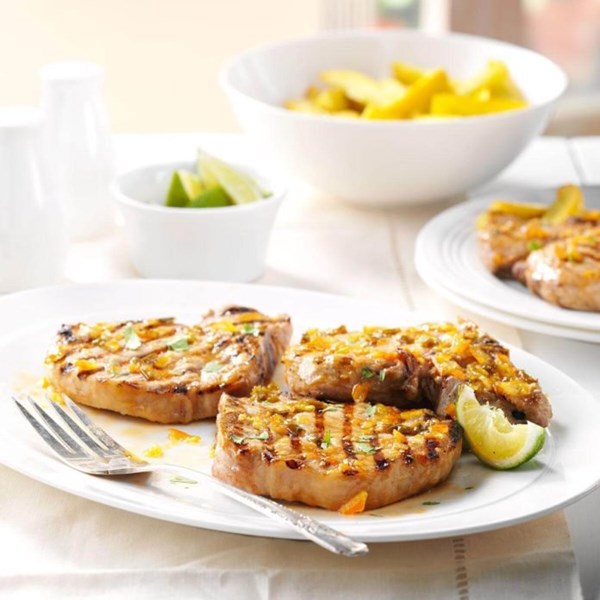 Lime-glazed pork chops