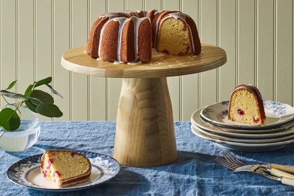 Lime-glazed raspberry pound cake