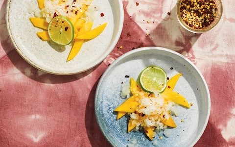 Lime granita with mango, chilli and salt