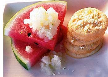 Lime ice on watermelon