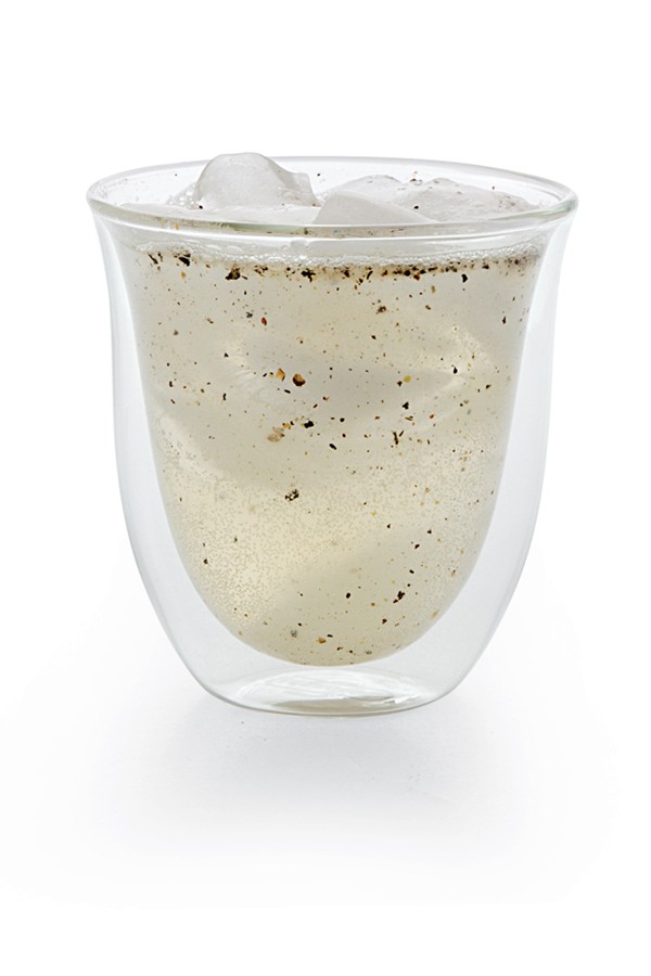 Lime juice with seltzer, black pepper, and sugar (Nimbu pani)