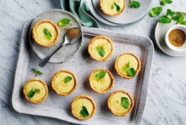 Lime, mint and rum tarts