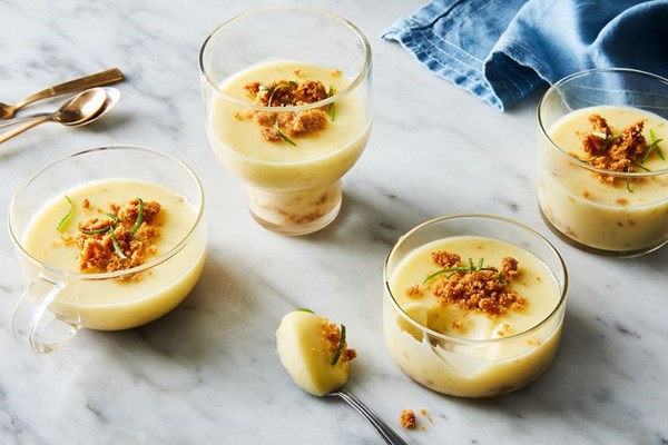 Lime posset with graham cracker streusel