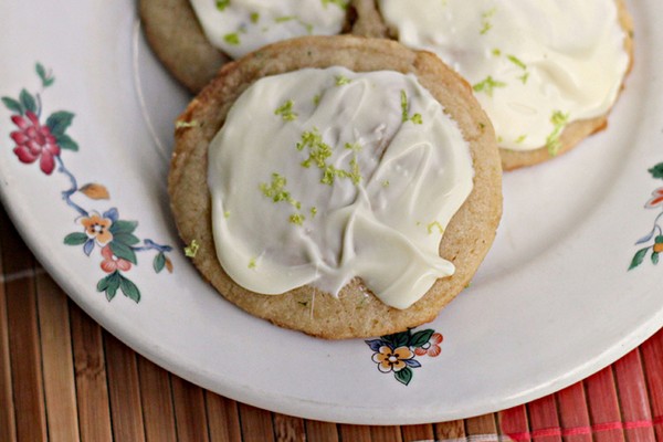 Lime tarragon cookies with white chocolate topping