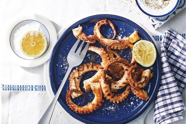 Limeni-style grilled octopus, lemon, oregano and olive oil