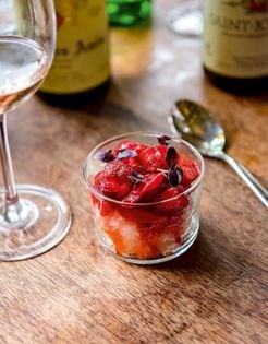 Limoncello granita with berries