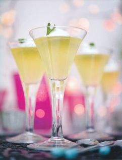 Limoncello jellies with mint cream
