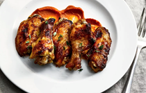Limoncello-marinated chicken wings with pepperoni sauce