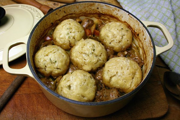 Lincolnshire sausage stew with butter beans and herb dumplings