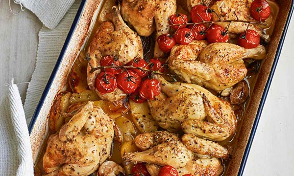 Lindsey Bareham’s Greek spring chicken with lemon potatoes