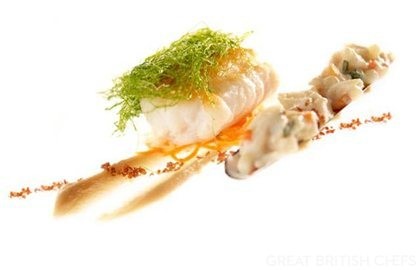Ling and razor clams with seaweed, bacon and samphire