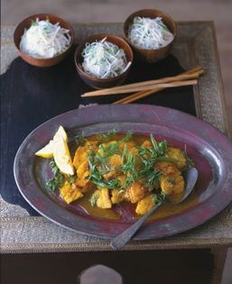 Ling fillets marinated with dill and turmeric (Cha cá)