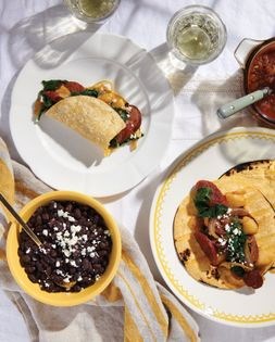 Linguica, kale, and potato tacos